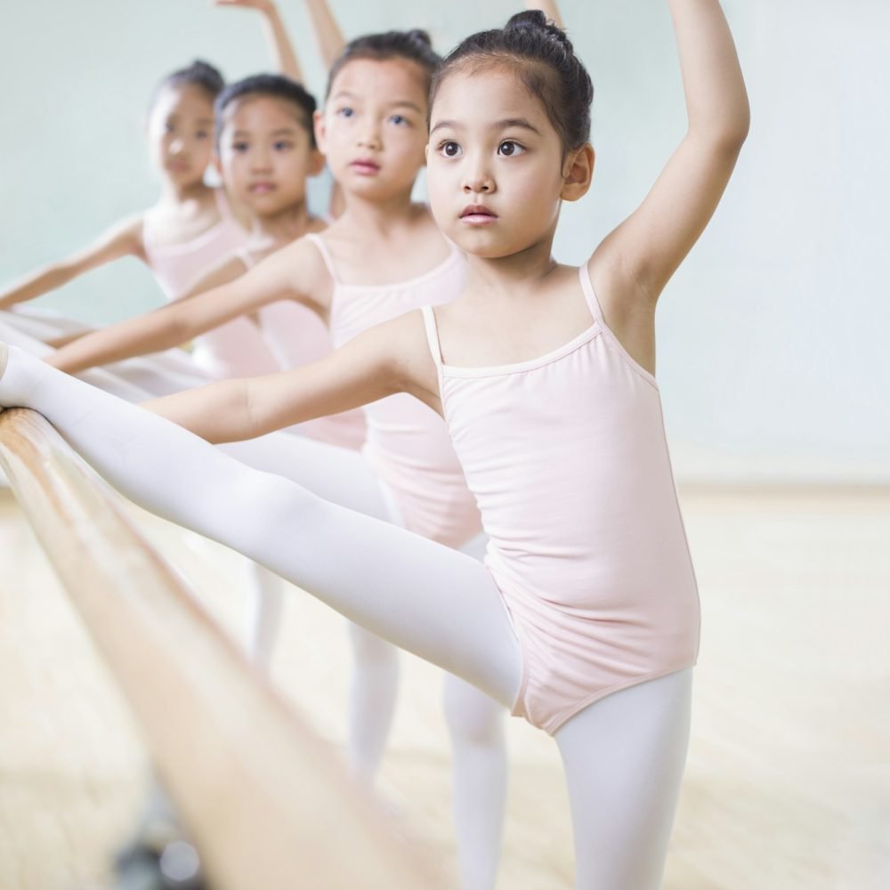 Little girls practicing ballet